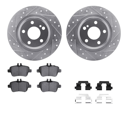 7512-63060, Rotors-Drilled And Slotted-Silver W/ 5000 Advanced Brake Pads Incl. Hardware, Zinc Coat